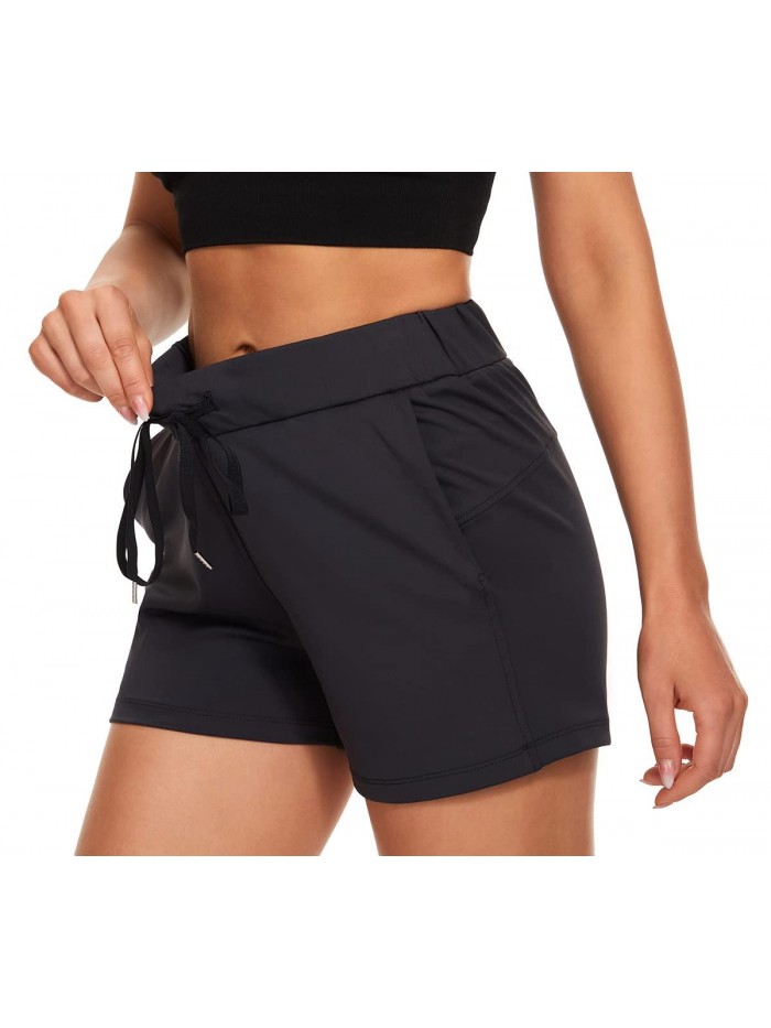 Women's Yoga Lounge Shorts Hiking Active Running Workout Shorts Comfy Travel Casual Shorts with Pockets 