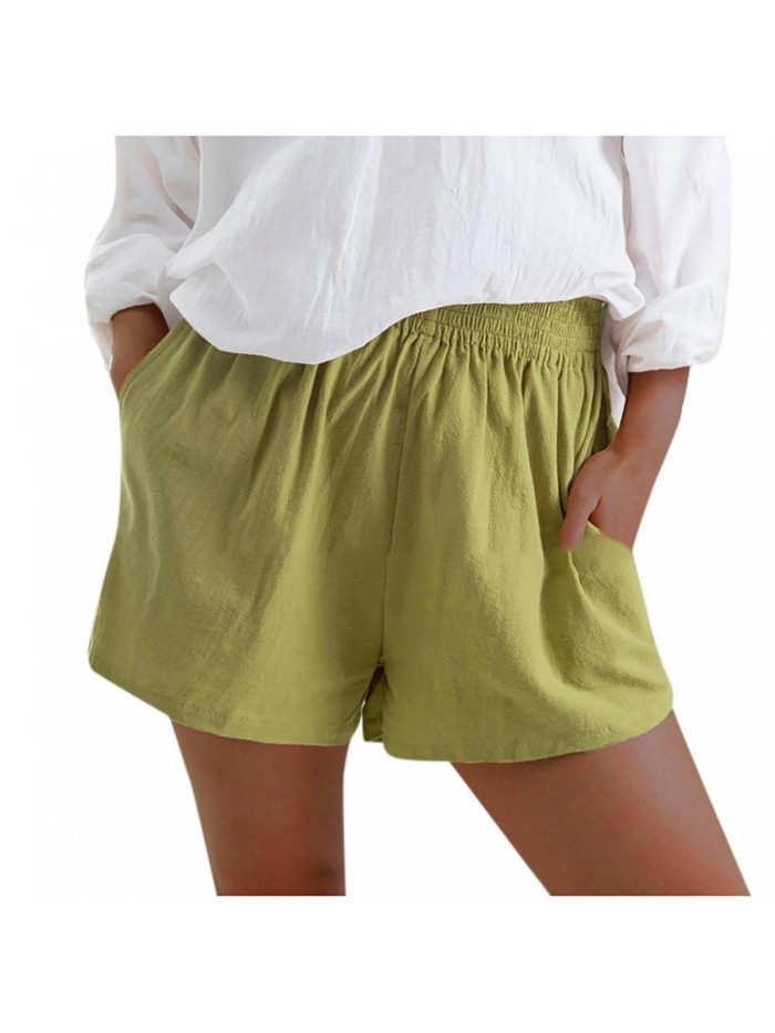 Shorts for Women, Womens Casual Summer Elastic Waist Comfy Shorts with Pocket Beach Shorts Workout Shorts 