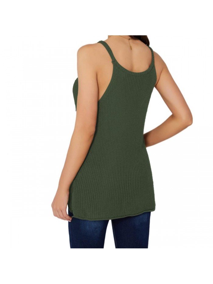 Women's Summer Knit Vest Sweater Shirt Loose Casual Sleeveless Shirt Halter Strap 