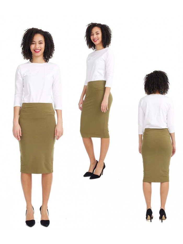 Lightweight Cotton Spandex Knee Pencil Skirt 