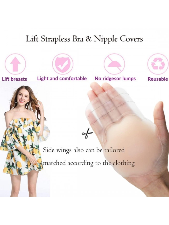 A-D Cup Nipple Covers Breast Lift Pasties Plus Size Silicone Reusable Large Sticky Nipple Pasties For Women 