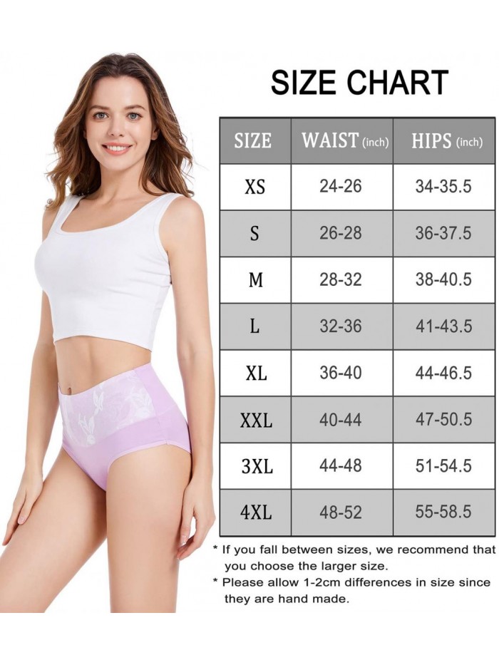 Women's Briefs Underwear Cotton High Waist Tummy Control Panties Rose Jacquard Ladies Panty Multipack 