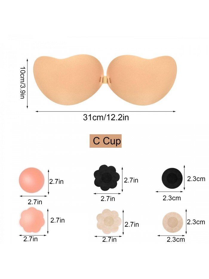 Pcs Pasties Nipple Covers for Women Reusable, 2 Pcs Adhesive Bras, 4 Pcs Cool Nipple Pasties, 40 Pcs Round and Flower Shaped Breathable Comfort Nipple Cover (C Cup) Black 