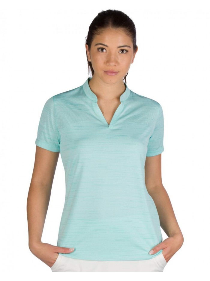 Sixty Six Women’s Short Sleeve Collarless Golf Polo Shirt - Dry Fit, Breathable, Compression Golf Tops 