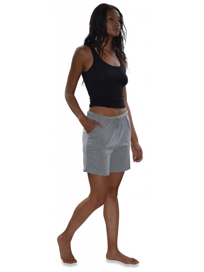 Basics Women's 3 Pack Cotton Sleep Pajama Shorts with Pockets & Drawstring 