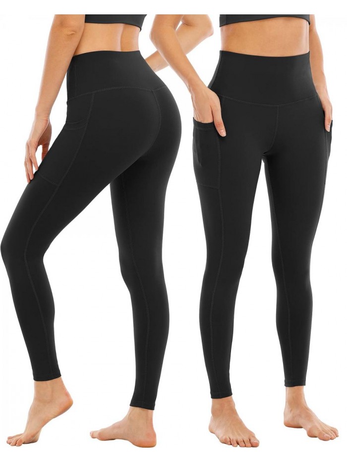 4 Pack Leggings with Pockets for Women,High Waist Tummy Control Workout Yoga Pants 