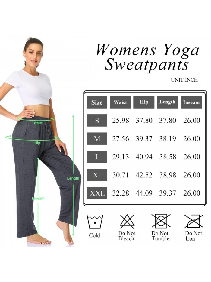 Womens Pants Wide Leg Sweatpants High Waist Straight Pants Drawstring Running Lounge Pants with Pockets 