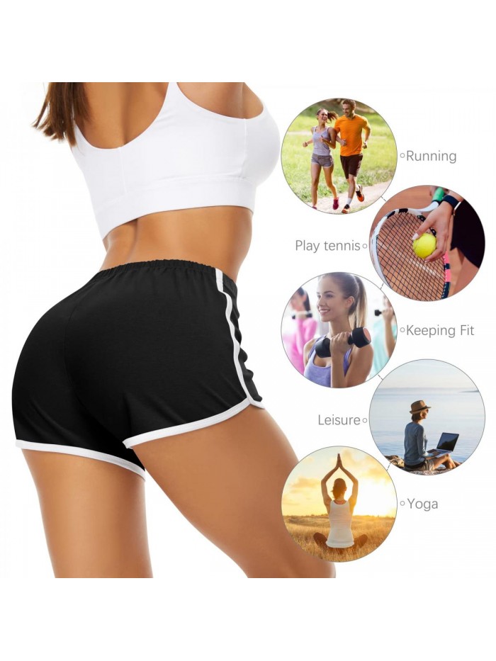 5 Pack Women's Cotton Yoga Dance Short Pants Sport Shorts Summer Athletic Cycling Hiking Sports Shorts 