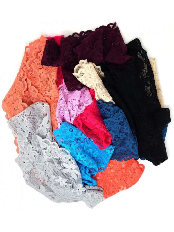 Basics Women's 10 Pack Lace Hipster Panties | Ultra Soft & Stretchy Hallowed Out Lace Seamless Panties 