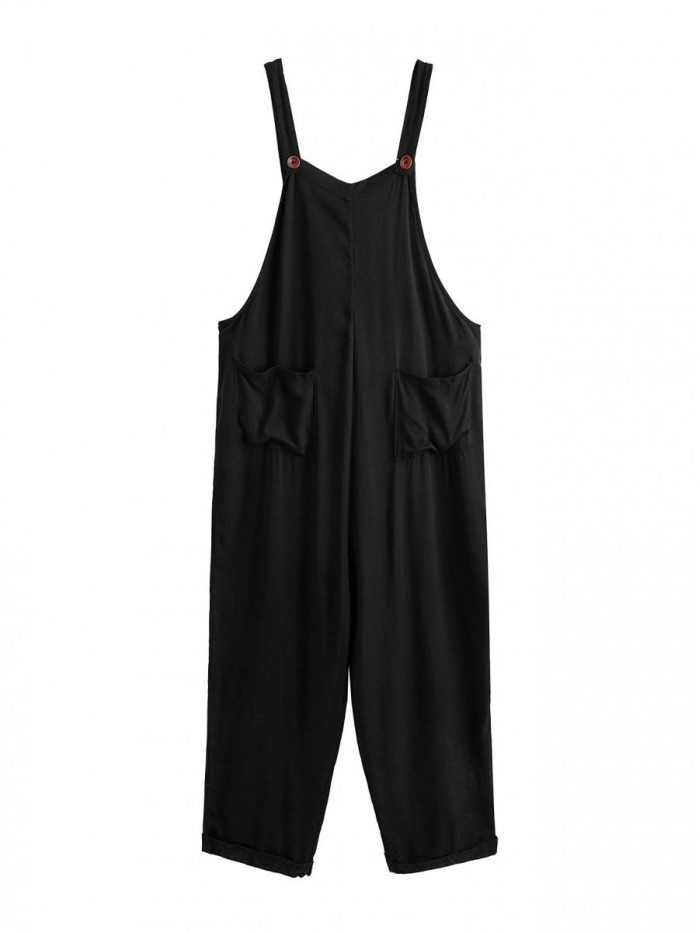 Women's Adjustable Straps Jumpsuit Overalls with Pockets 