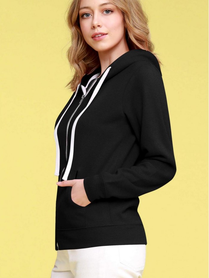and Love Women's Active Casual Zip-up Hoodie Jacket Long Sleeve Comfortable Lightweight Sweatshirt 