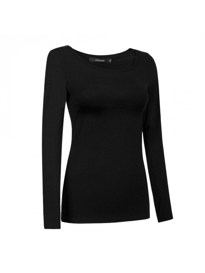 Co. Women's Long Sleeve T-Shirt Scoop Neck Basic Layer Stretchy Shirts  