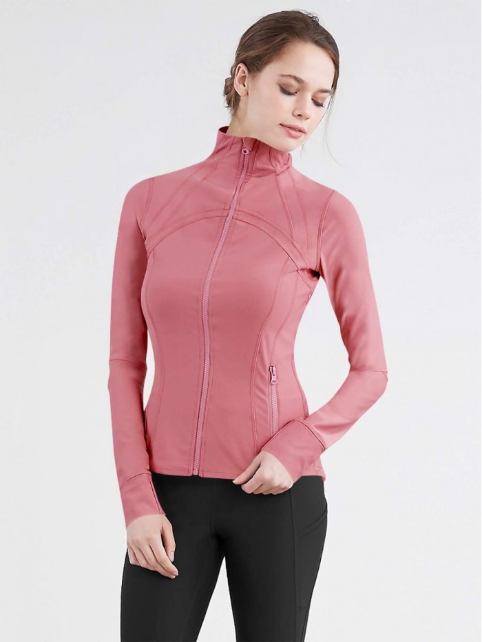and Love Women's Full Zip-up Yoga Workout Running Track Jacket with Thumb Holes 