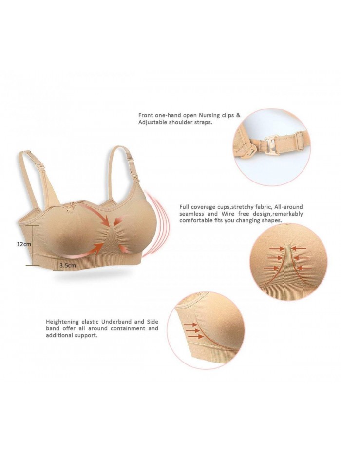 4Pack Nursing Bra for Breastfeeding Maternity Bras Push Up Silk Seamless Pregnancy Bralette Underwear 