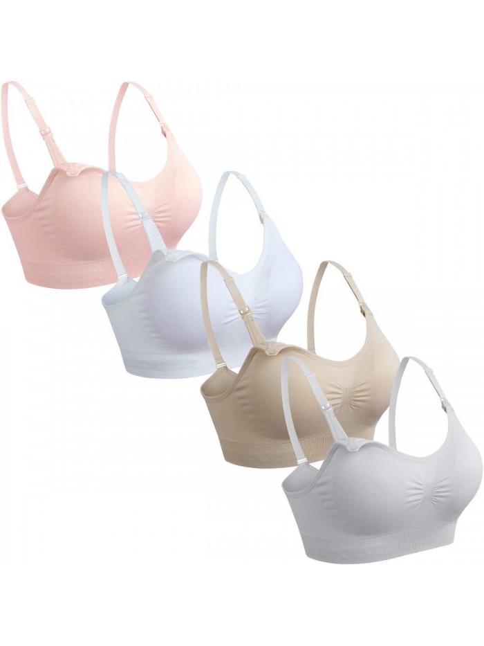 4Pack Nursing Bra for Breastfeeding Maternity Bras Push Up Silk Seamless Pregnancy Bralette Underwear 