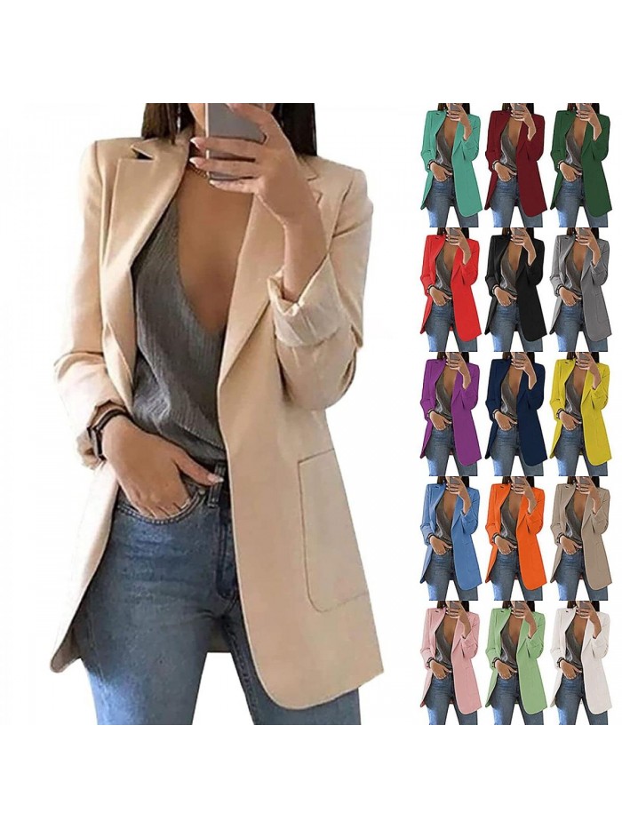 Blazer Plus Size Solid Business Casual Long Sleeve Lapel Button Blazers Jackets Ladies Fashion Work Office Coats 