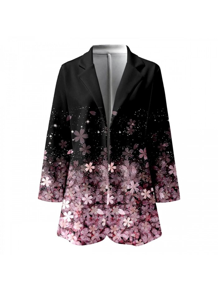 Blazer Jackets for Women Fashion Tie Dye Print Lapel Suit Jackets Casual Long Sleeve Open Front Work Office Cardigan 