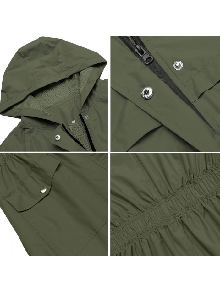 Rain Coat Lightweight Hooded Long Raincoat Outdoor Breathable Rain Jackets 