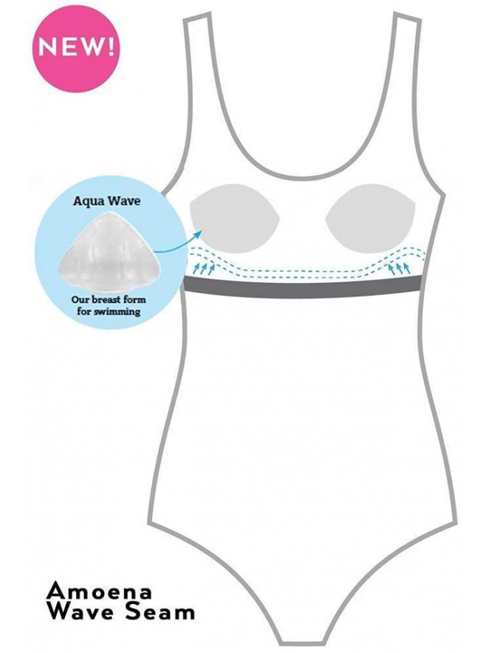 Amoena Womens Reflection Blouson Pocketed Mastectomy Swim Top
