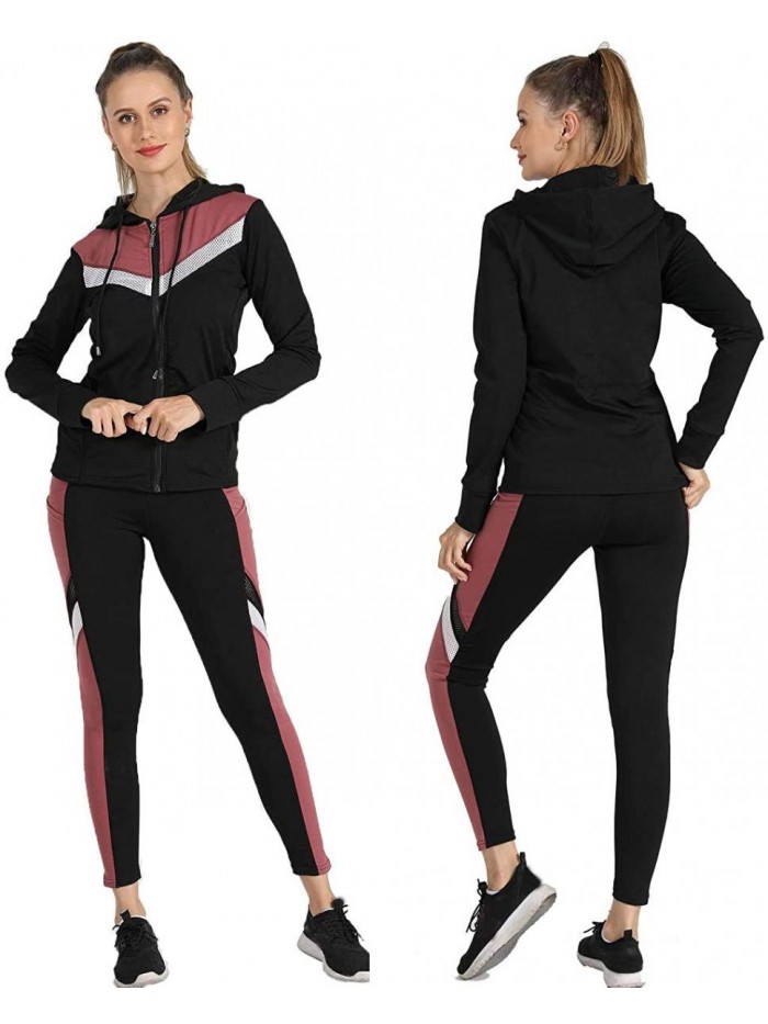 Active Wear Sets-Workout Clothes Gym Wear Track Suits Jacket Pants 3 Pieces Set