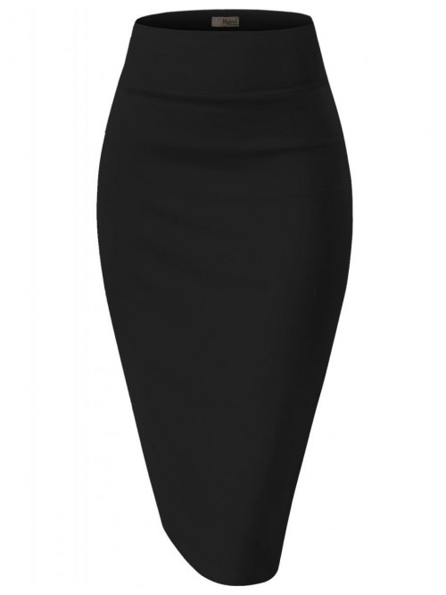 Women's Techno/Scuba Stretchy Office Pencil Skirt ...