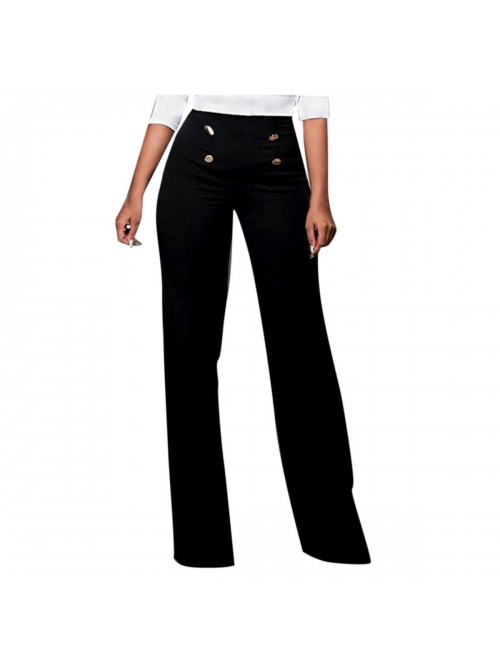 Women's Bootcut Work Pant Solid Color High Waist S...