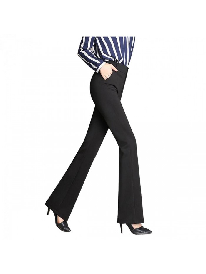 Dress Pants for Women High Waist Buttons Straight-Leg Wide Leg Pants Solid Color Slim Business Casual Business 