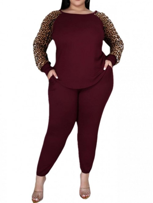 Size Leopard Print 2 Piece Outfit for Women Sweats...