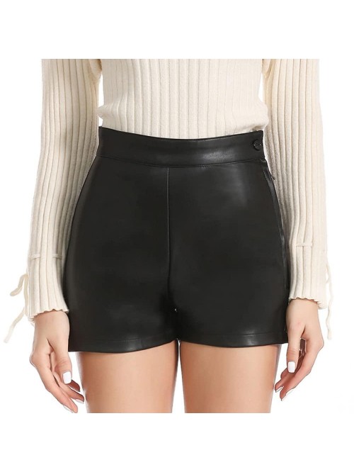 Womens Casual Wide Leg Shorts High Waisted Faux Le...