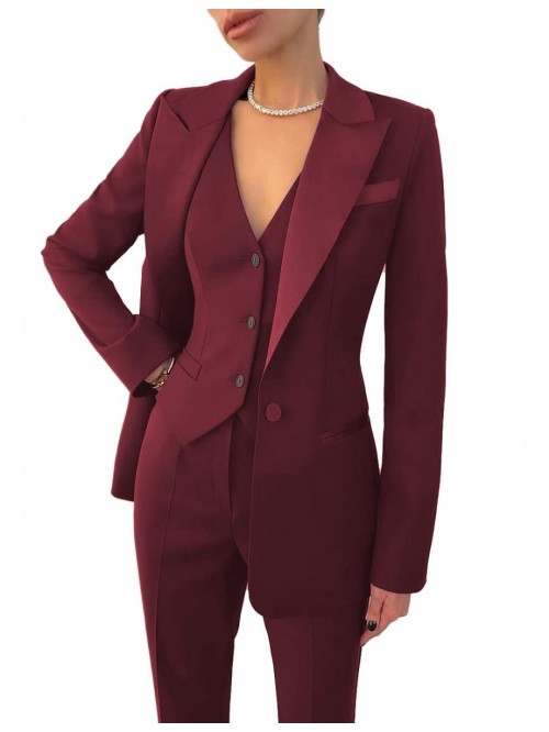 Women's Suit Set 3 Piece Long Sleeved Blazer and A...