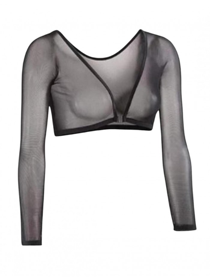 Women's Basic 3/4 Length Slip-on Long Lace Mesh Sleeves Cooling Shawl Arm Sleeve Crop Bolero 