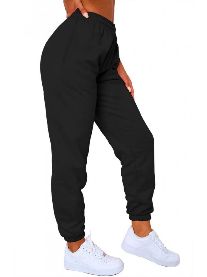 Womens Casual Comfy Sweatpants High Waisted Drawstring Sweat Pants Winter Cinch Bottom Joggers with Pocket 