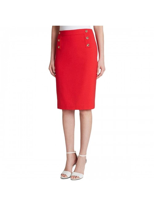 Women's Fitted Pencil Skirt with Buttons  