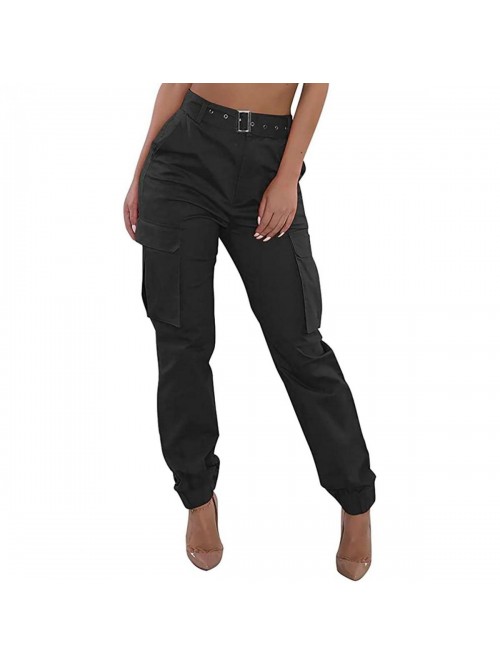 High Waisted Cargo Military Pants with Pockets Out...