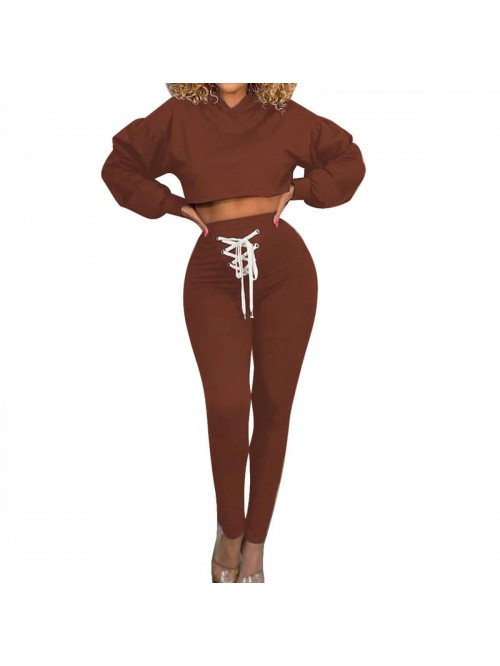 Sexy 2 Piece Outfits Crop Tops Tracksuits Bandage ...