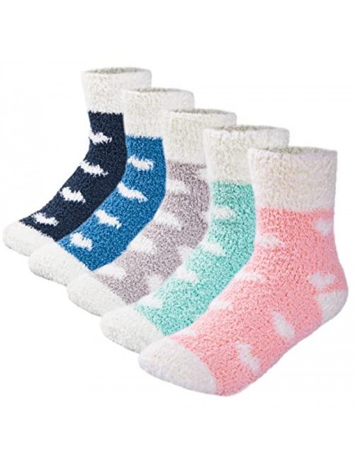 5 Pairs Fuzzy Socks for Women - Fuzzy Socks, Warm Fluffy Socks, Comfort Cozy Socks, Soft Fuzzy Socks, Thick Women Super Warm Fluffy Socks for Women