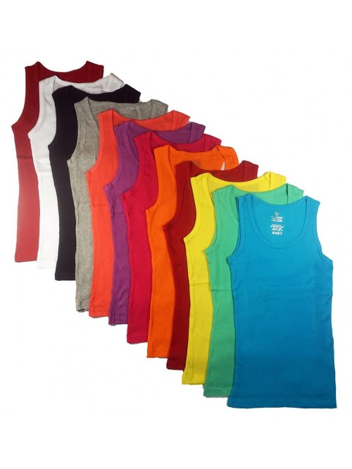 3 12 Pieces Pack Women's Ribbed 100% Cotton Tank T...