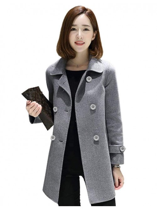 IDEALSANXUN Wool Coat for Womens Double Breasted P...