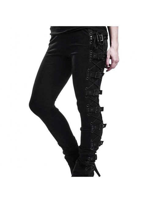 Size Womens Pants Gothic Criss Cross Lace Up Buckl...