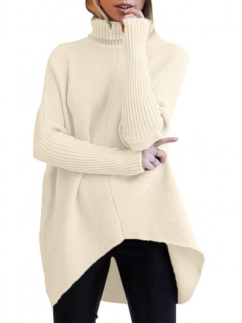 ANRABESS Womens Turtleneck Long Batwing Sleeve Asy...