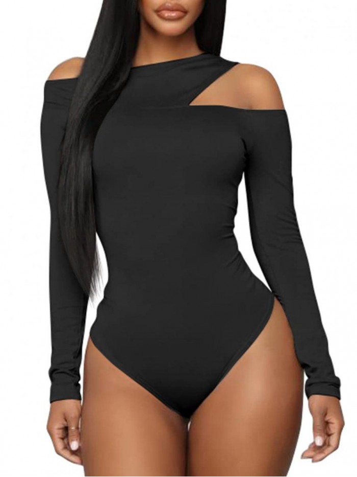 Women's Sexy Cold Shoulder Cut Out Tank Bodysuits Tops 