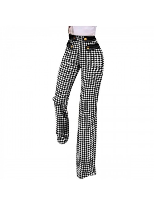 for Women Fashion Plaid Print Dress Pant Elegant S...