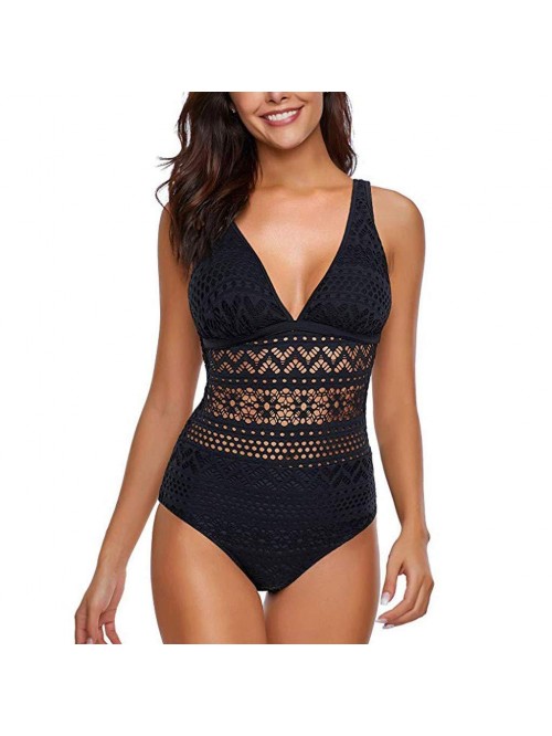 Women's One Piece Swimsuit Front Deep V Tummy Cont...