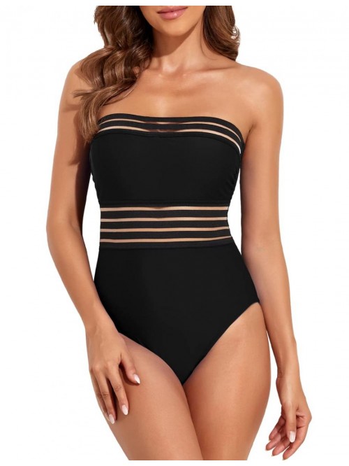 Women's Strapless One Piece Swimsuits Tummy Contro...