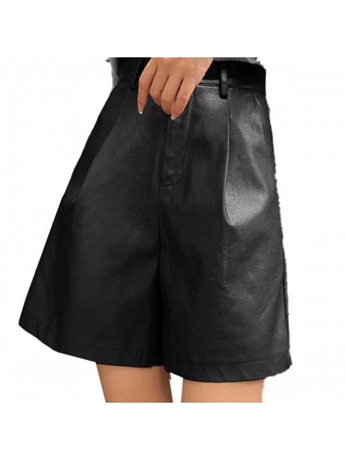 PU Faux Leather Shorts Plus Size Winter Autumn Gir...