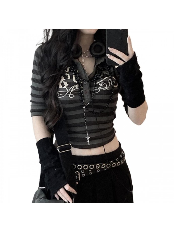 Sexy See Through Y2K Mesh Cardigan T-Shirt Ladies Girls Long Sleeve Button Down Lace E-Girl Crop Top 