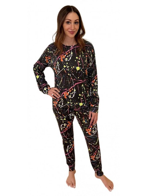 Love Women's Tie Dye Two Piece Thermal Pajama Set 