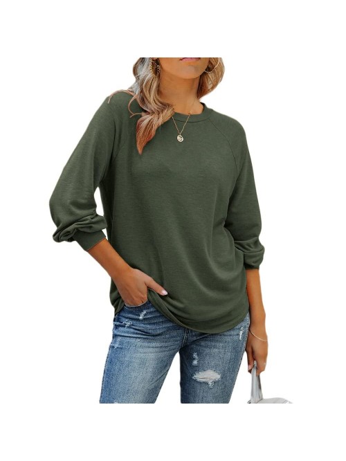 Womens Long Sleeve Tops Casual Loose Crew Neck Swe...