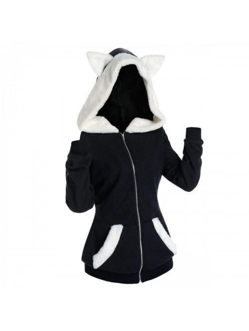 Casual Retro Cat Ear Hoodies for Womens, Vintage P...