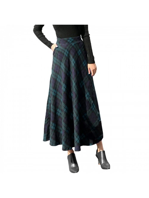 Winter Fall Skirt for Women's Elastic Waist Wool P...